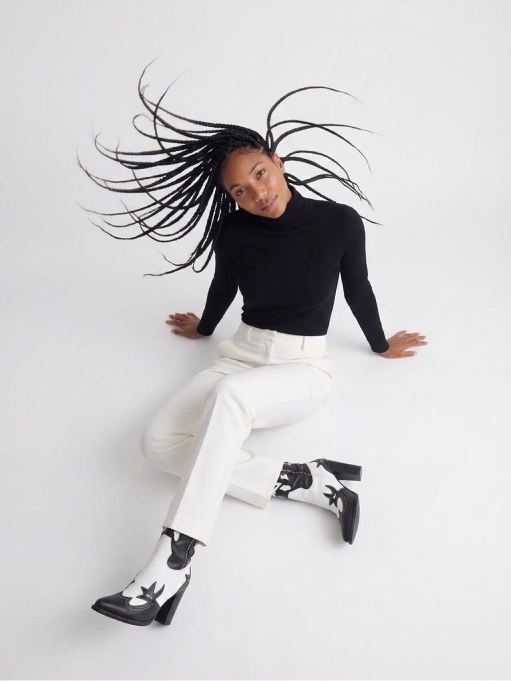 Jeffrey Campbell Straight-Leg Jeans in Off-White